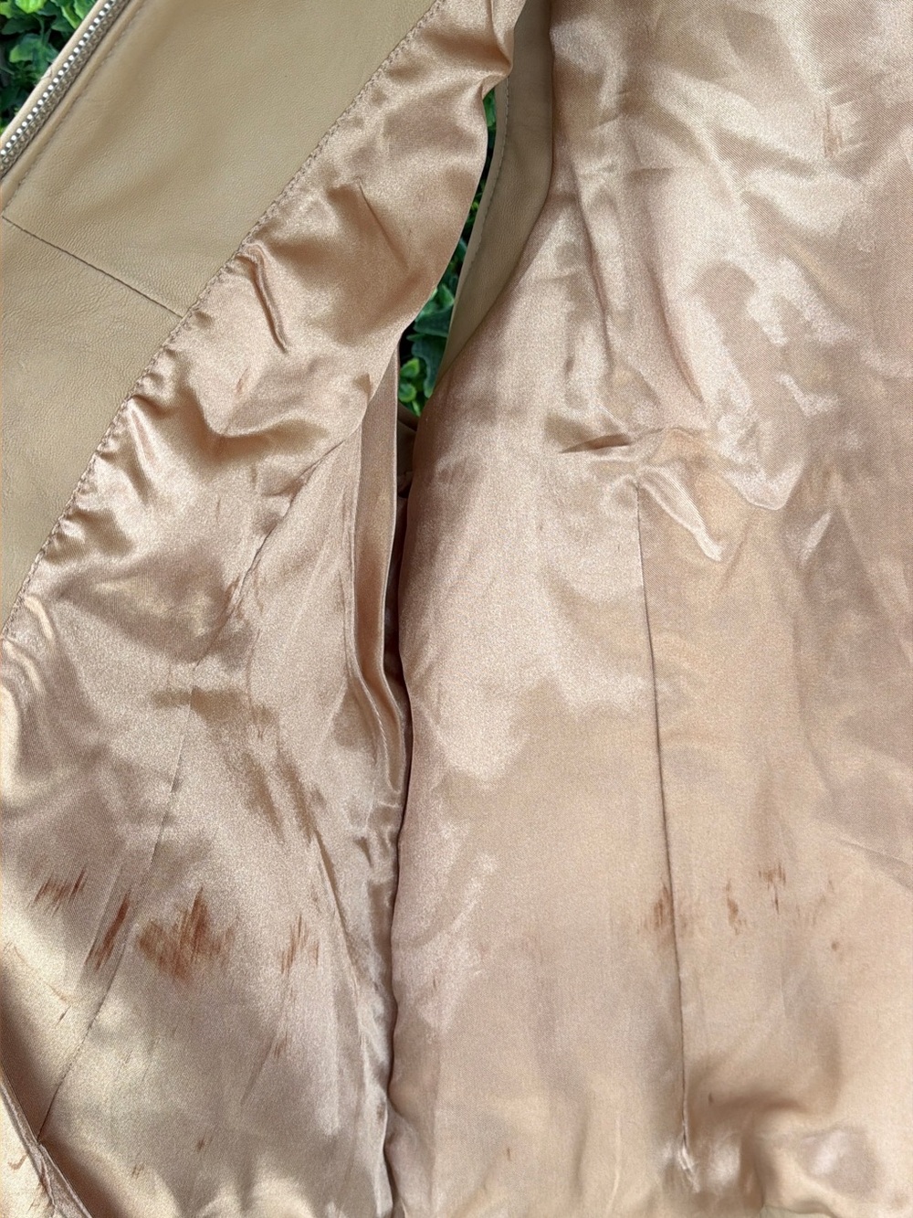 Pamela McCoy Genuine Leather Quilted Vest Size L Tan Beige Zip Front - Picture 7 of 11